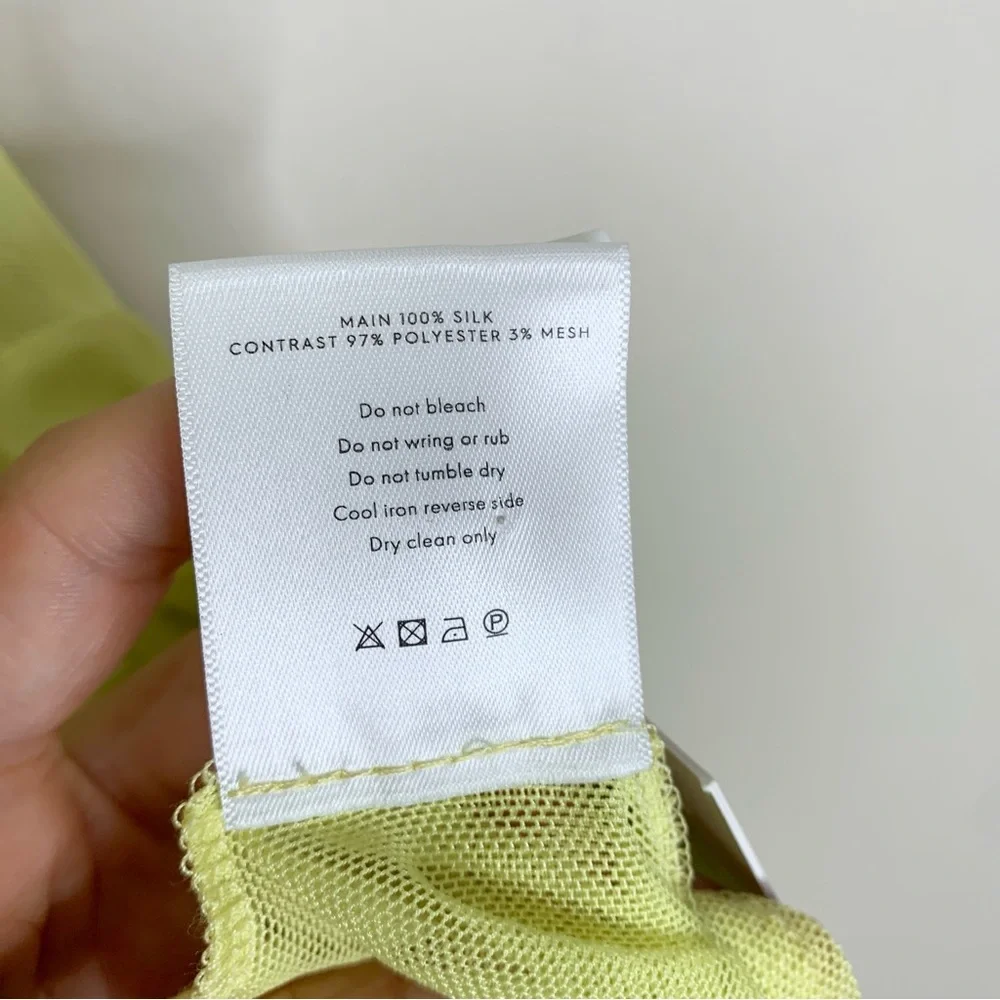 NEW Natalie Rolt Elodie Mini Dress (Sz 2 / US 6) Silk Satin Mesh Chartreuse - Picture 14 of 14